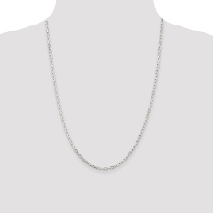 24 Inch Sterling Silver 2.9mm Diamond-Cut Long Link Cable Chain Necklace