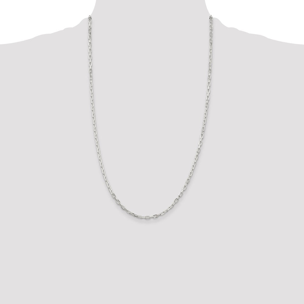 26 Inch Sterling Silver 2.9mm Diamond-Cut Long Link Cable Chain Necklace