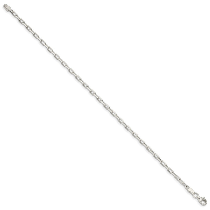 8 Inch Sterling Silver 2.9mm Diamond-Cut Long Link Cable Chain Bracelet