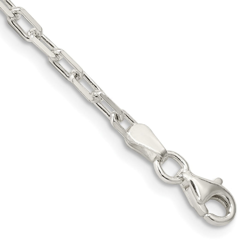 7 Inch Sterling Silver 2.9mm Diamond-Cut Long Link Cable Chain Bracelet