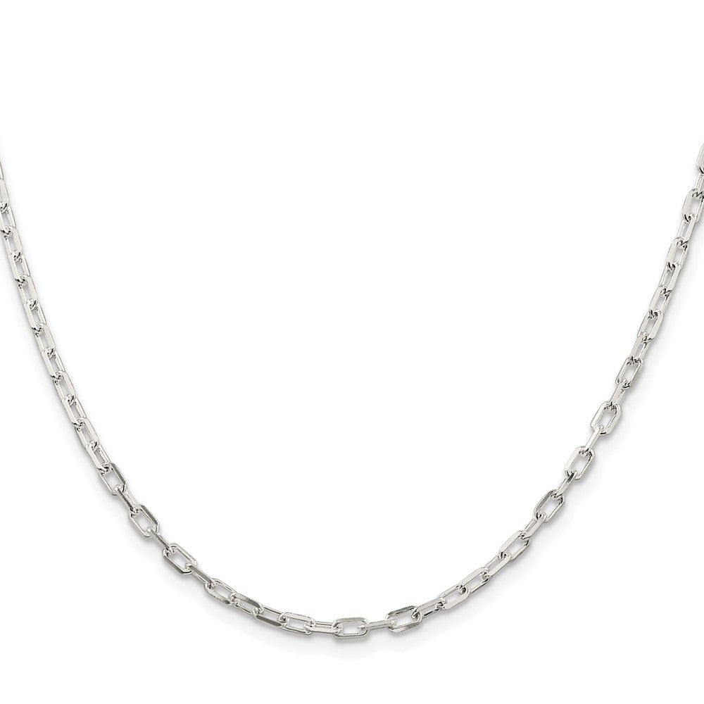 Sterling Silver Rhodium-Plated 2.9mm Diamond-Cut Long Link Cable Chain