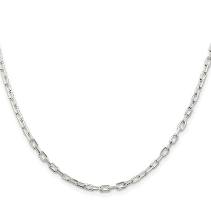 Sterling Silver Rhodium-Plated 2.9mm Diamond-Cut Long Link Cable Chain