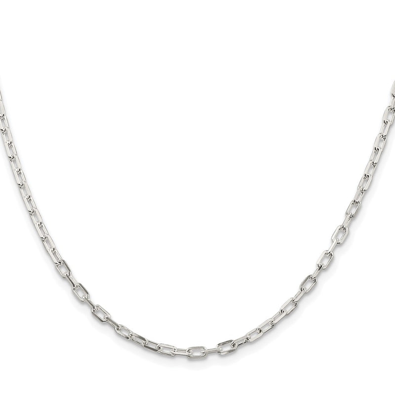 Sterling Silver Rhodium-Plated 2.9mm Diamond-Cut Long Link Cable Chain