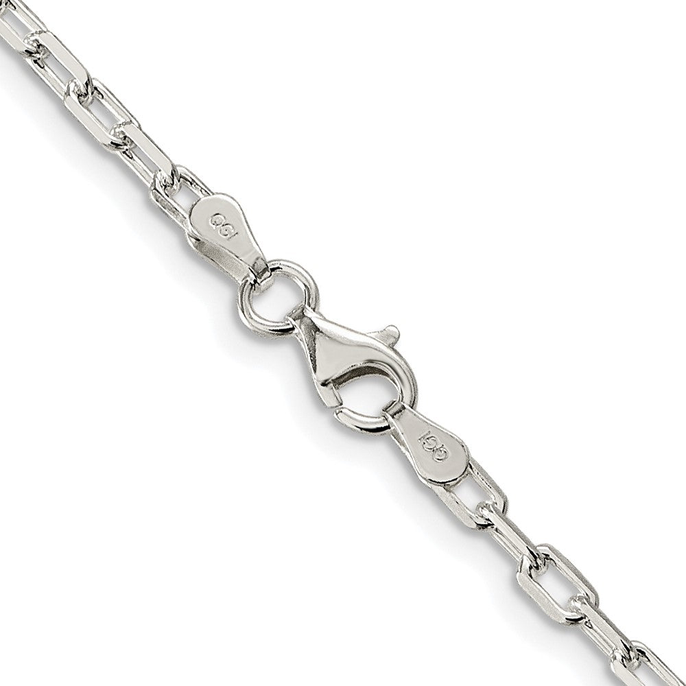 Sterling Silver Rhodium-Plated 2.9mm Diamond-Cut Long Link Cable Chain
