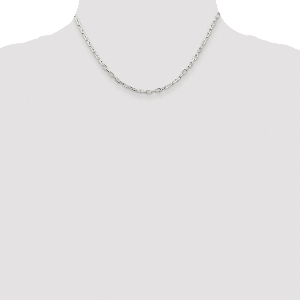 Sterling Silver Rhodium-Plated 2.9mm Diamond-Cut Long Link Cable Chain