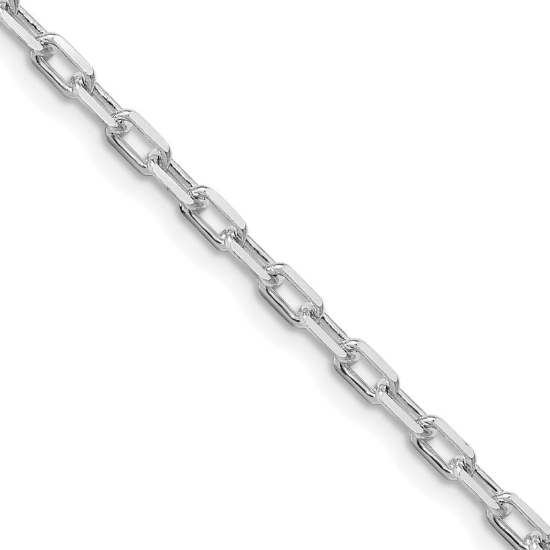 Sterling Silver Rhodium-Plated 2.9mm Diamond-Cut Long Link Cable Chain