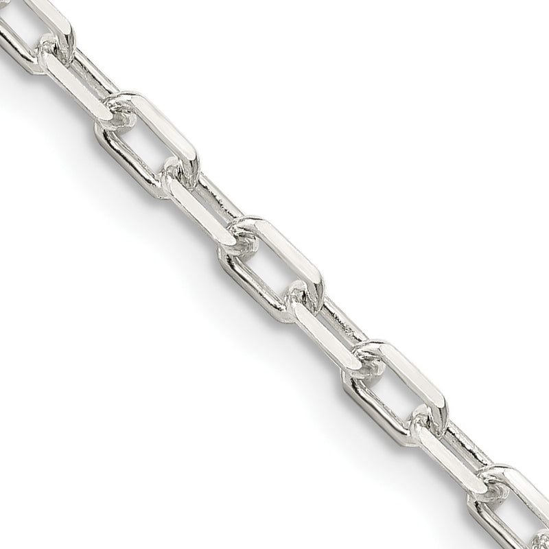 22 Inch Sterling Silver 2.9mm Diamond-Cut Long Link Cable Chain Necklace
