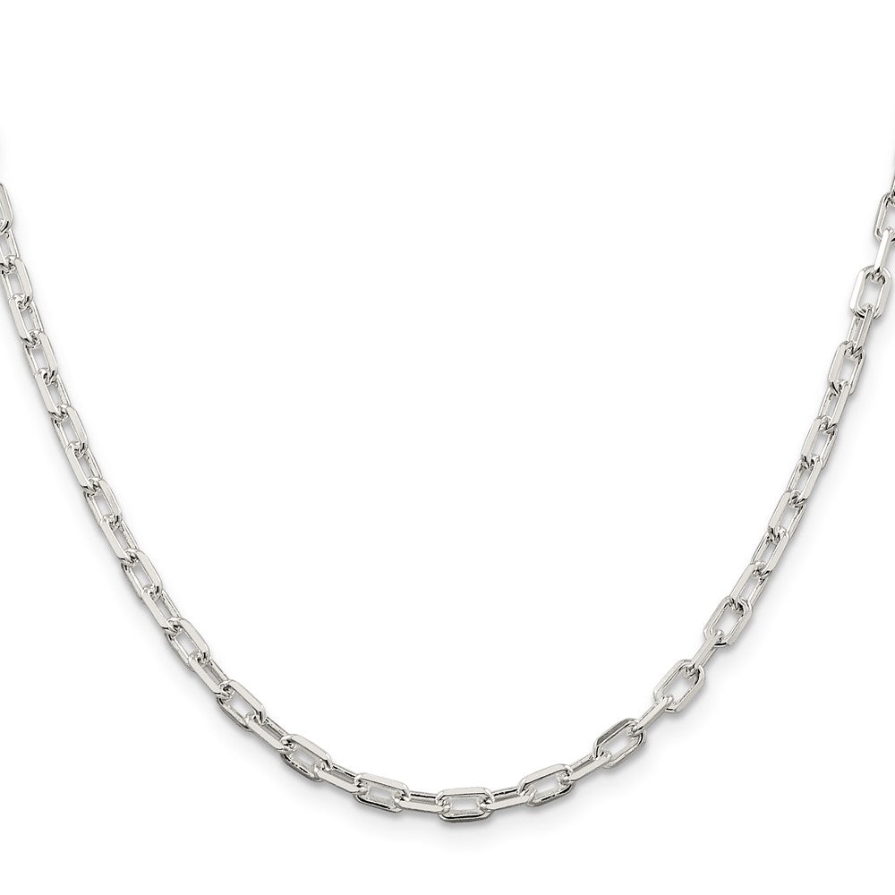 24 Inch Sterling Silver 3.75mm Diamond-Cut Long Link Cable Chain Necklace