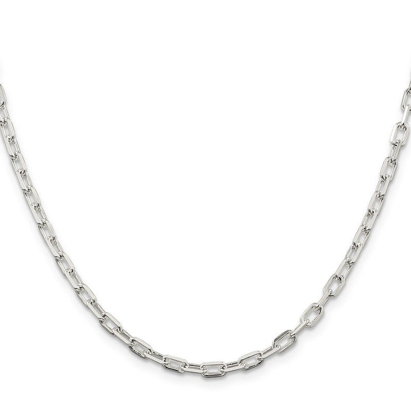 22 Inch Sterling Silver 3.75mm Diamond-Cut Long Link Cable Chain Necklace