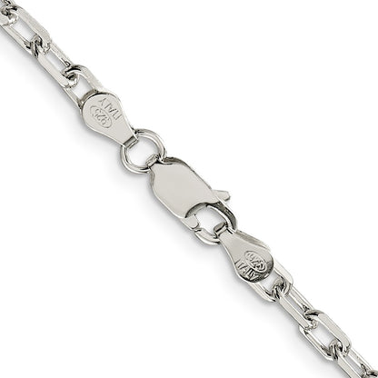 18 Inch Sterling Silver 3.75mm Diamond-Cut Long Link Cable Chain Necklace