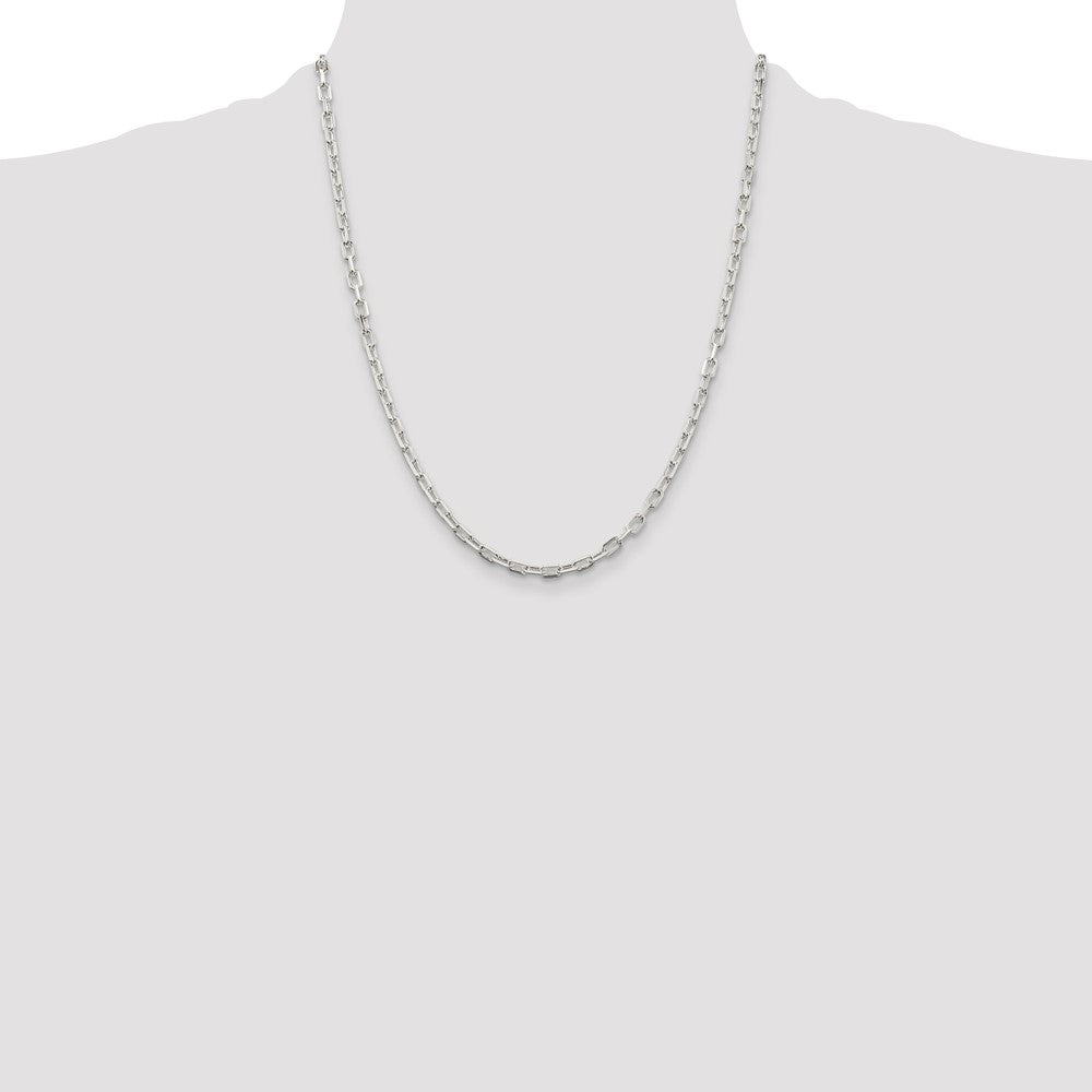 22 Inch Sterling Silver 3.75mm Diamond-Cut Long Link Cable Chain Necklace