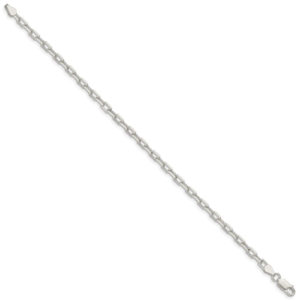 8 Inch Sterling Silver 3.75mm Diamond-Cut Long Link Cable Chain Bracelet