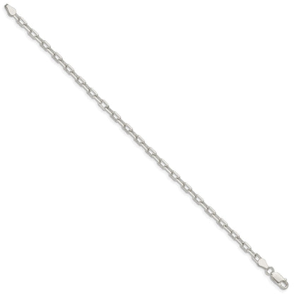 8 Inch Sterling Silver 3.75mm Diamond-Cut Long Link Cable Chain Bracelet