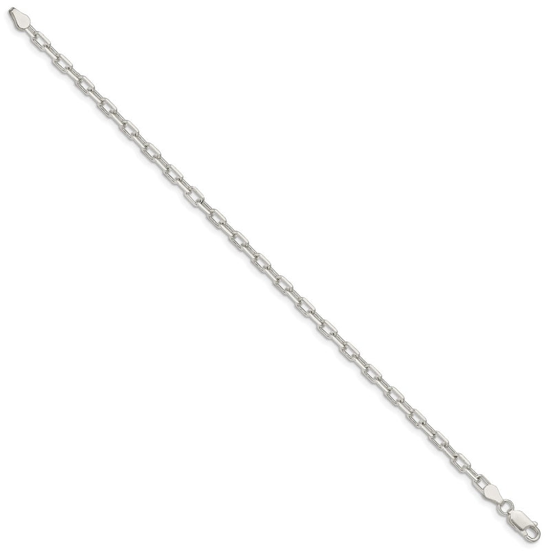 8 Inch Sterling Silver 3.75mm Diamond-Cut Long Link Cable Chain Bracelet