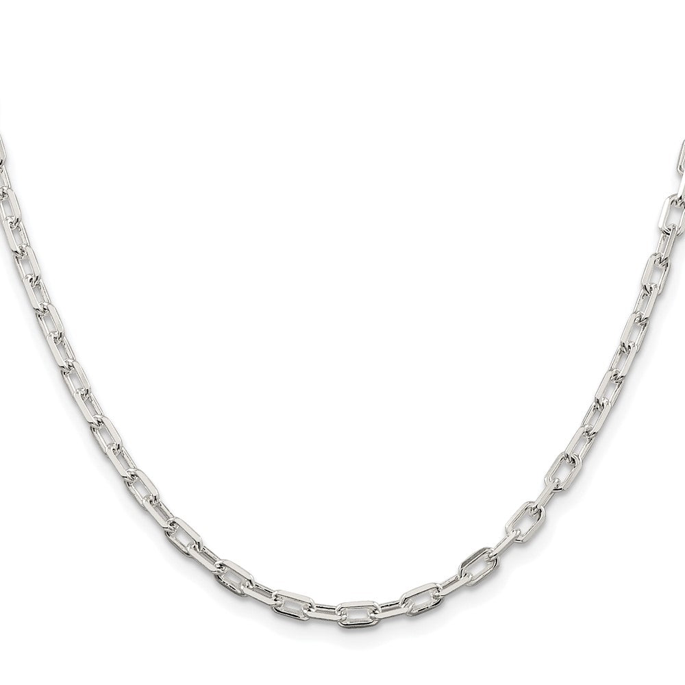 Sterling Silver Rhodium-Plated 3.75mm Diamond-Cut Long Link Cable Chain