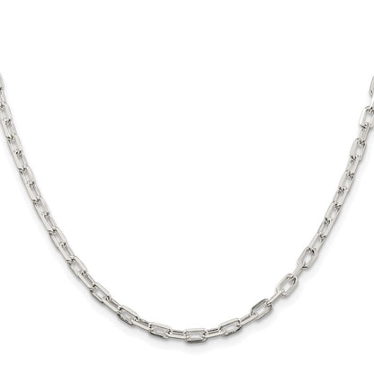 Sterling Silver Rhodium-Plated 3.75mm Diamond-Cut Long Link Cable Chain