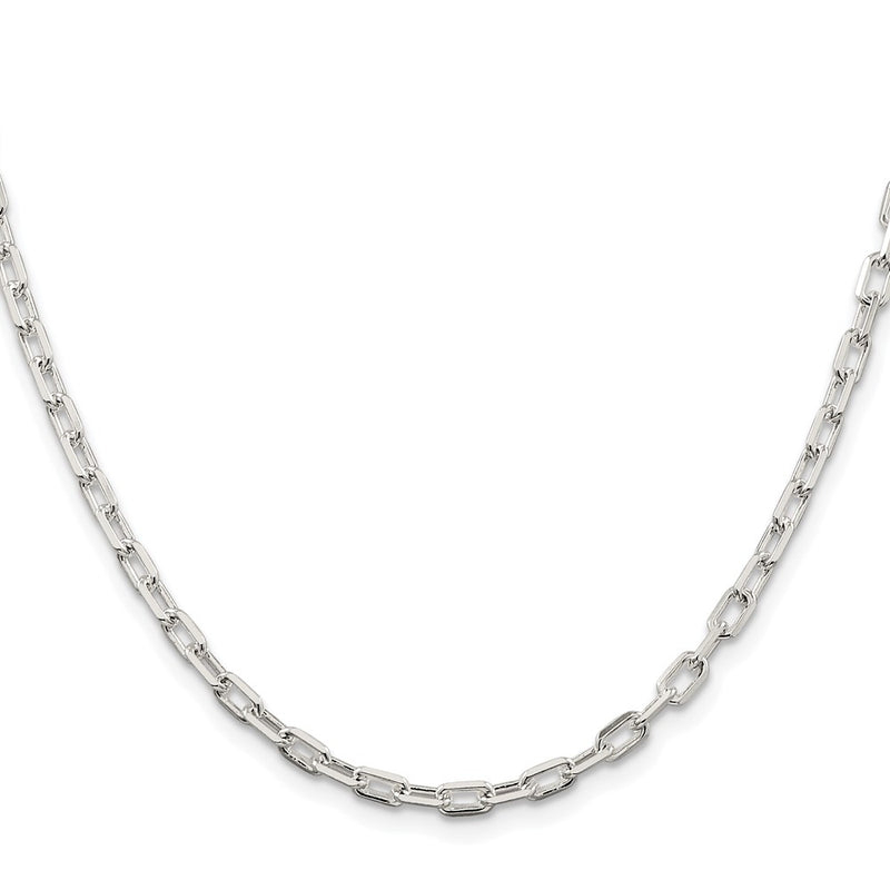 Sterling Silver Rhodium-Plated 3.75mm Diamond-Cut Long Link Cable Chain