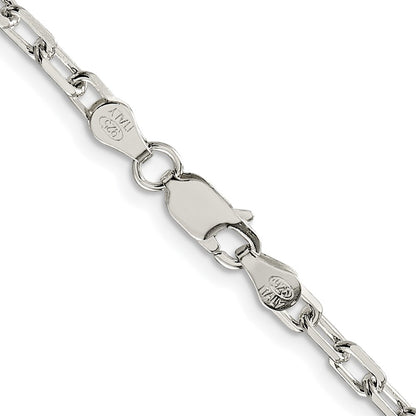 Sterling Silver Rhodium-Plated 3.75mm Diamond-Cut Long Link Cable Chain