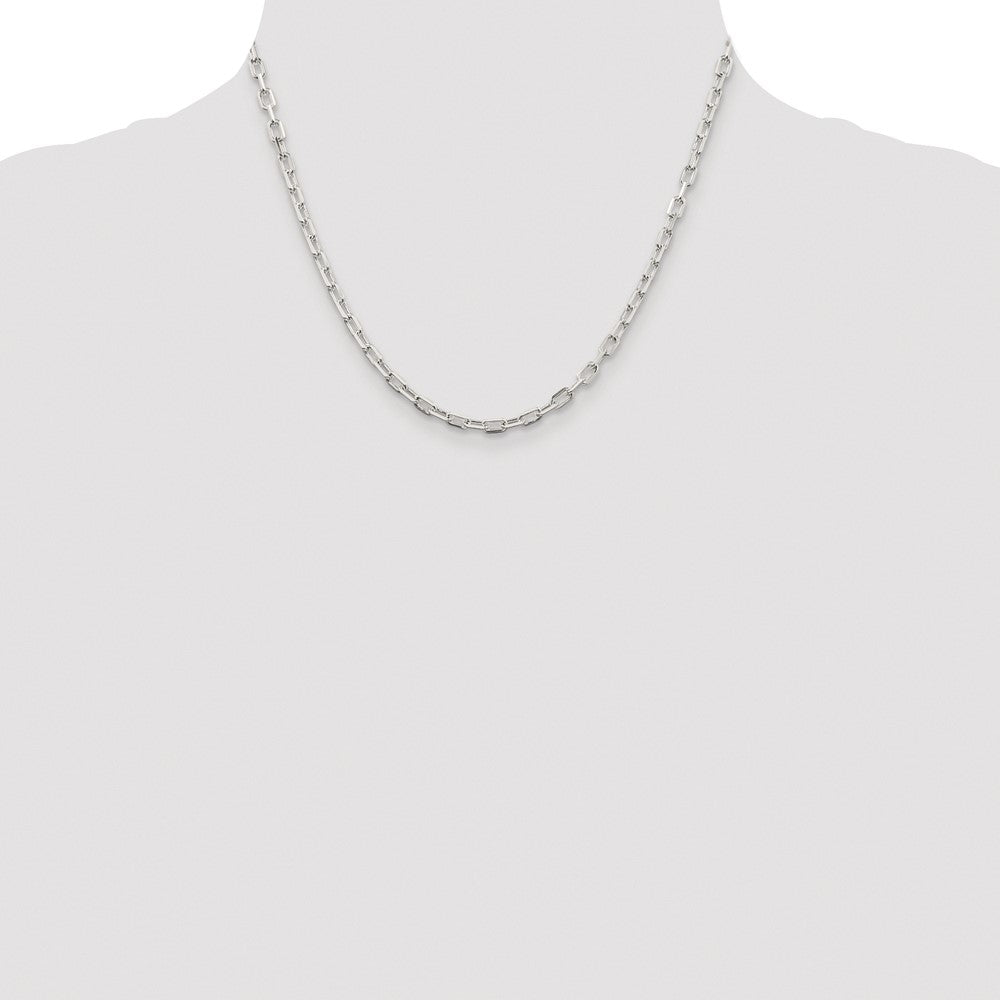 Sterling Silver Rhodium-Plated 3.75mm Diamond-Cut Long Link Cable Chain