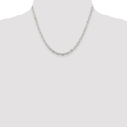 Sterling Silver Rhodium-Plated 3.75mm Diamond-Cut Long Link Cable Chain