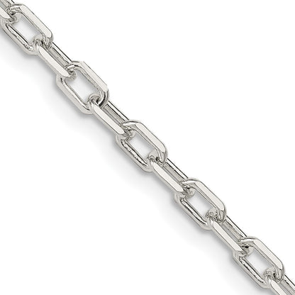 24 Inch Sterling Silver 3.75mm Diamond-Cut Long Link Cable Chain Necklace