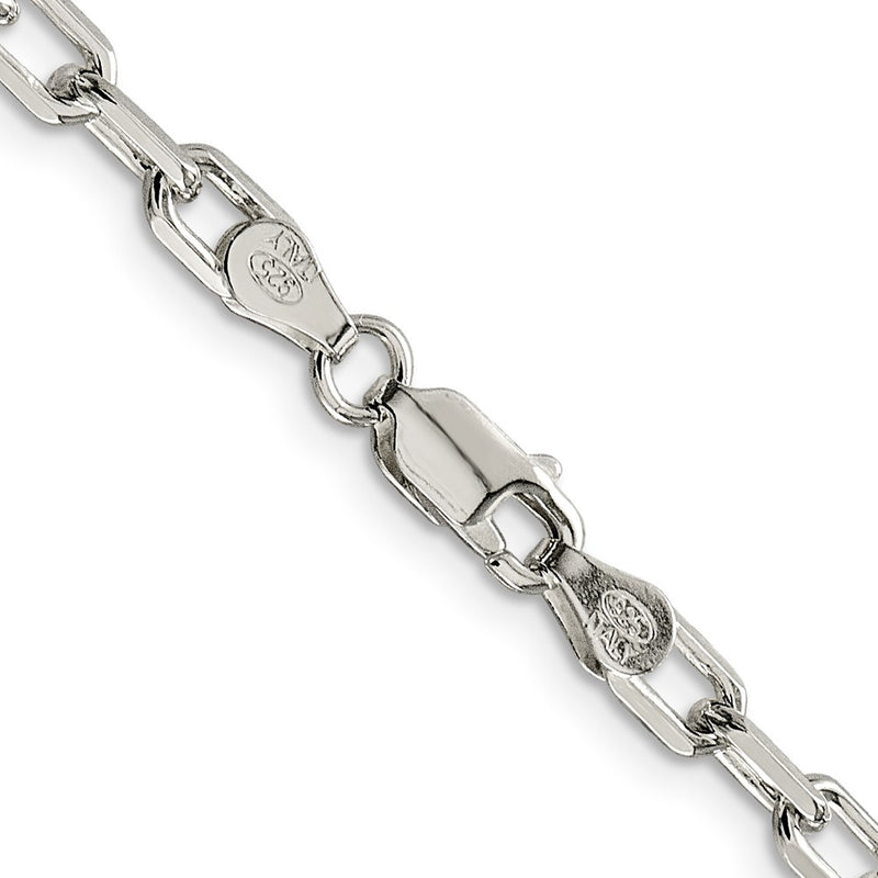 8 Inch Sterling Silver Rhodium-Plated 4.5mm Diamond-Cut Long Link Cable Chain Bracelet