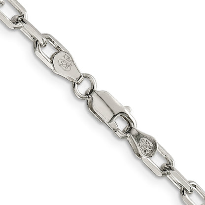 Sterling Silver Amore La Vita Rhodium-Plated Polished 4.3mm Diamond-Cut 7 Inch Open Link Cable With Lobster Clasp Charm Bracelet