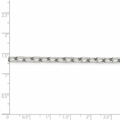 8 Inch Sterling Silver Rhodium-Plated 4.5mm Diamond-Cut Long Link Cable Chain Bracelet
