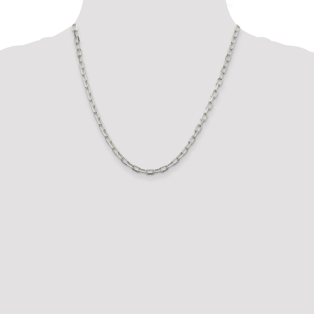 20 Inch Sterling Silver 4.5mm Diamond-Cut Long Link Cable Chain Necklace