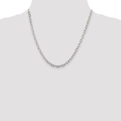 20 Inch Sterling Silver 4.5mm Diamond-Cut Long Link Cable Chain Necklace
