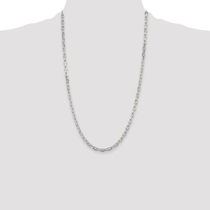 26 Inch Sterling Silver 4.5mm Diamond-Cut Long Link Cable Chain Necklace