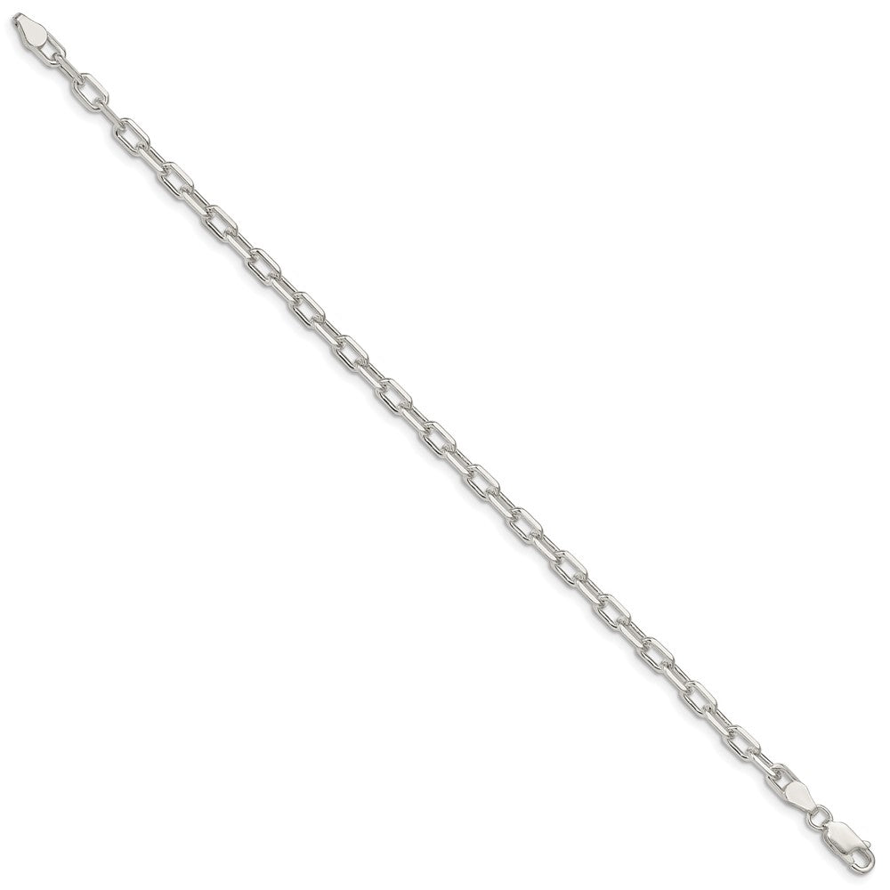 8 Inch Sterling Silver 4.5mm Diamond-Cut Long Link Cable Chain Bracelet