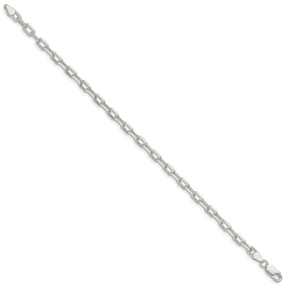8 Inch Sterling Silver 4.5mm Diamond-Cut Long Link Cable Chain Bracelet