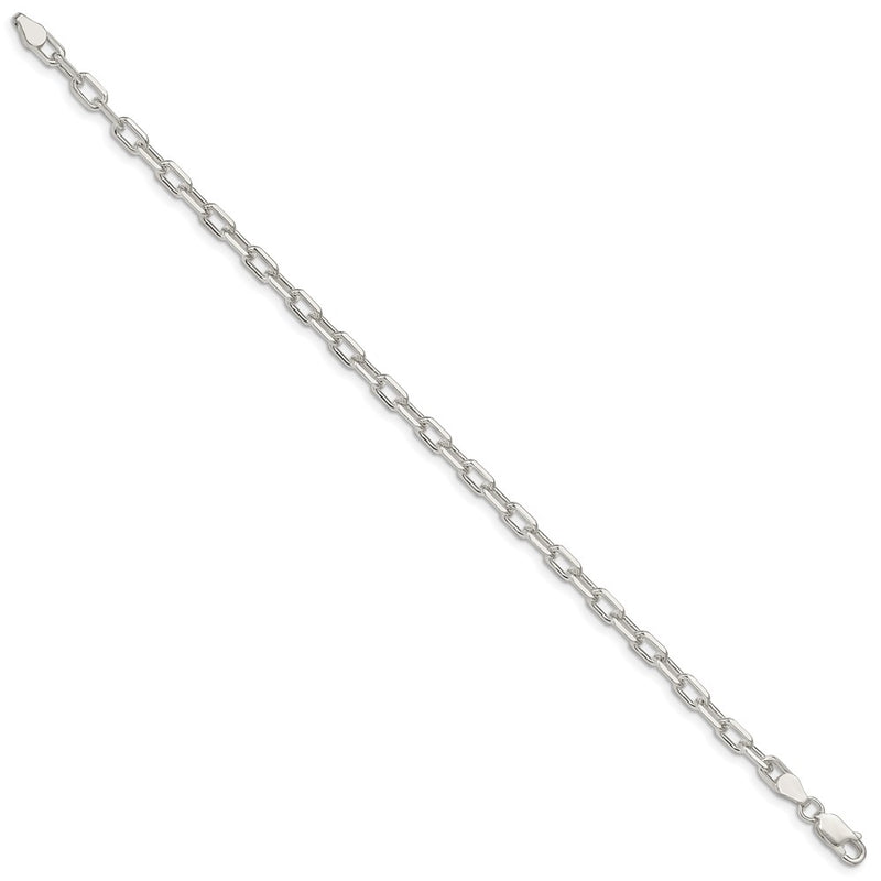 8 Inch Sterling Silver 4.5mm Diamond-Cut Long Link Cable Chain Bracelet