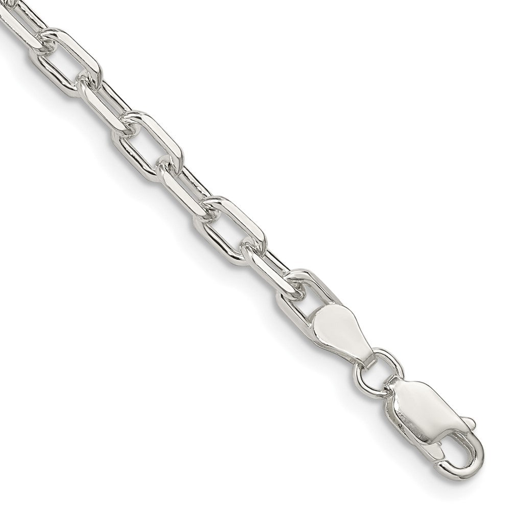8 Inch Sterling Silver 4.5mm Diamond-Cut Long Link Cable Chain Bracelet