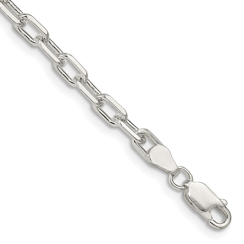 8 Inch Sterling Silver 4.5mm Diamond-Cut Long Link Cable Chain Bracelet