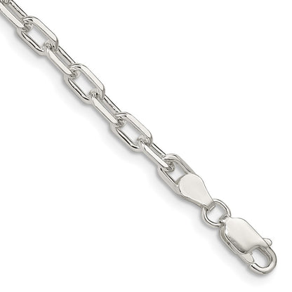 7 Inch Sterling Silver 4.5mm Diamond-Cut Long Link Cable Chain Bracelet
