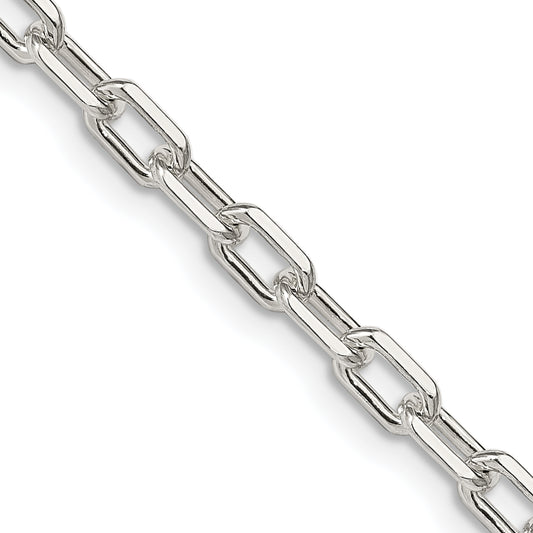 Sterling Silver Amore La Vita Rhodium-Plated Polished 4.3mm Diamond-Cut 7 Inch Open Link Cable With Lobster Clasp Charm Bracelet