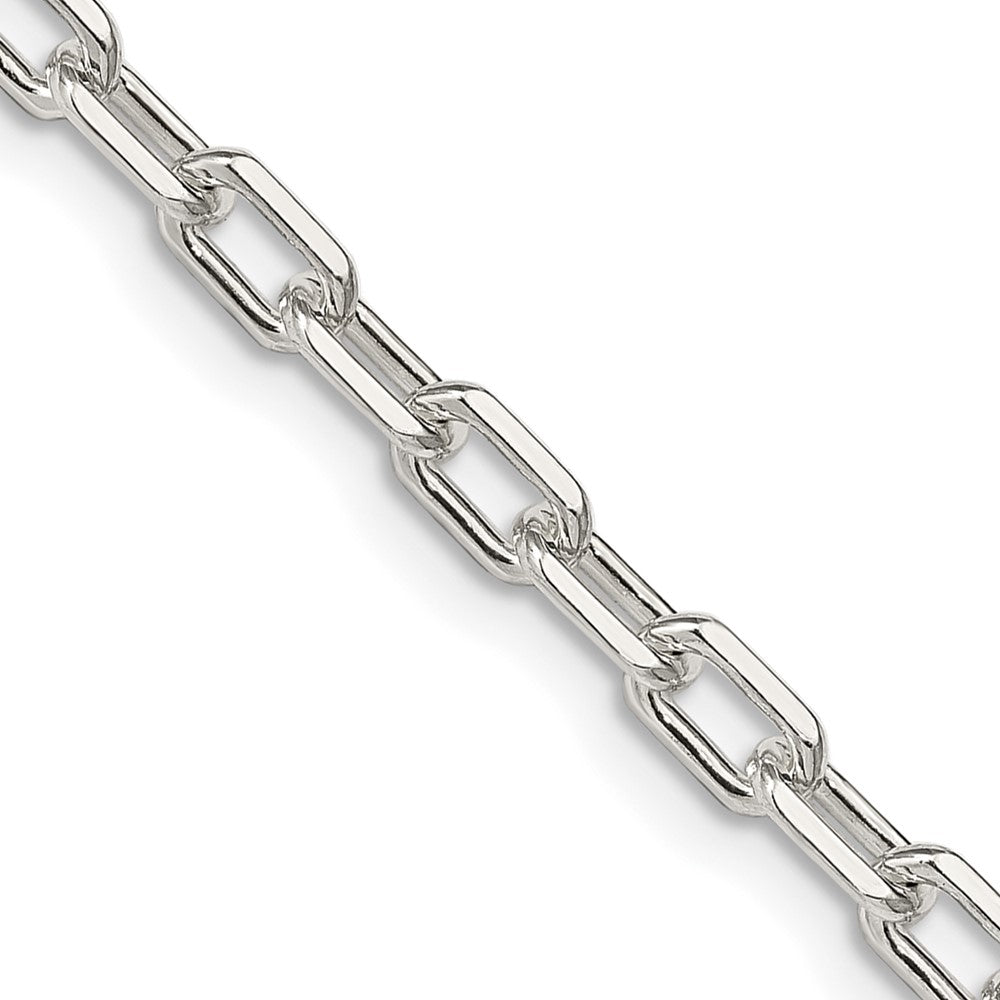 8 Inch Sterling Silver Rhodium-Plated 4.5mm Diamond-Cut Long Link Cable Chain Bracelet