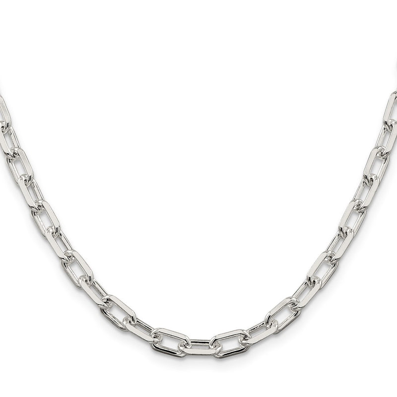 26 Inch Sterling Silver 5.75mm Diamond-Cut Long Link Cable Chain Necklace