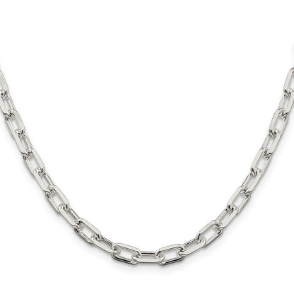 24 Inch Sterling Silver 5.75mm Diamond-Cut Long Link Cable Chain Necklace