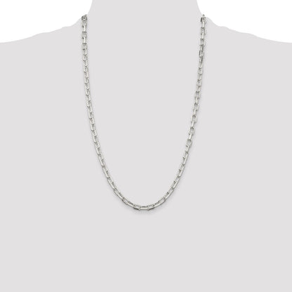 26 Inch Sterling Silver 5.75mm Diamond-Cut Long Link Cable Chain Necklace