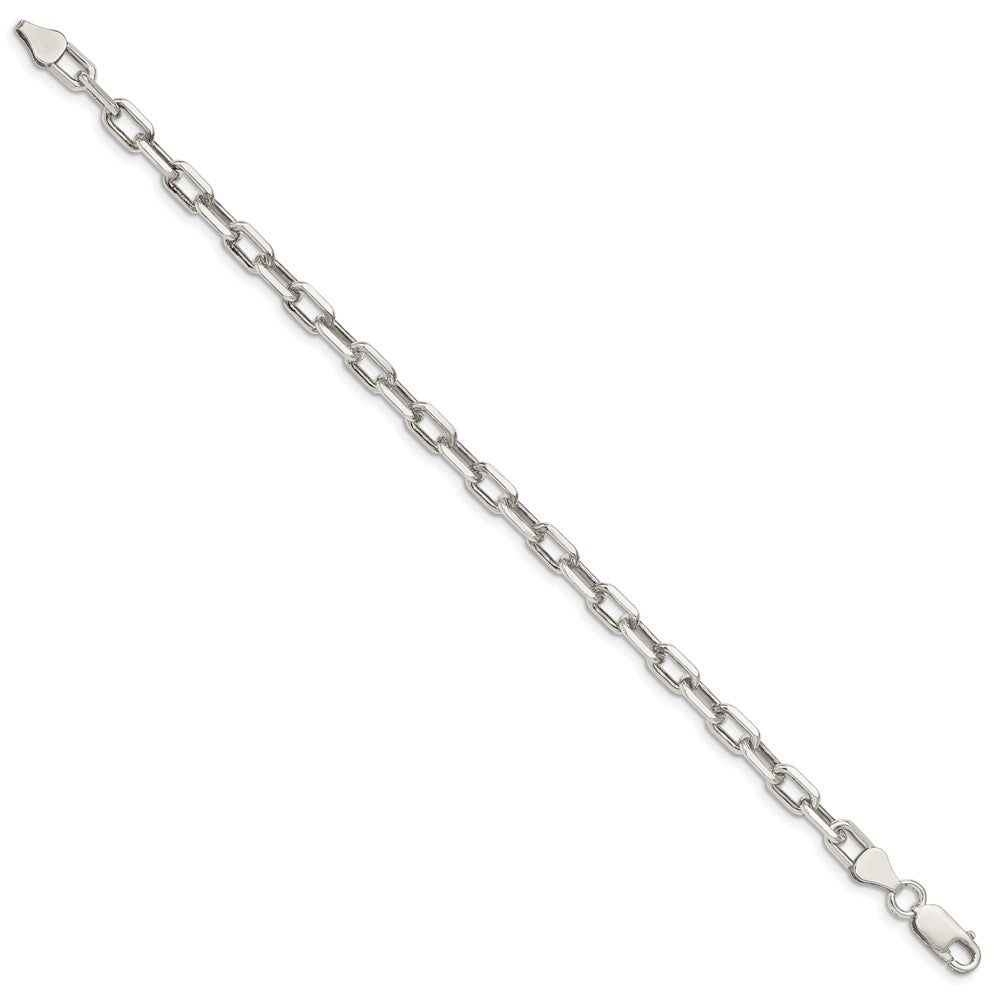 9 Inch Sterling Silver 5.75mm Diamond-Cut Long Link Cable Chain Bracelet