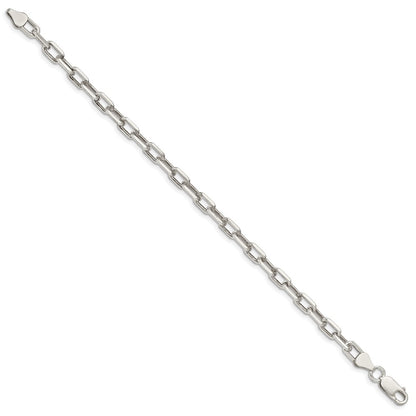 9 Inch Sterling Silver 5.75mm Diamond-Cut Long Link Cable Chain Bracelet