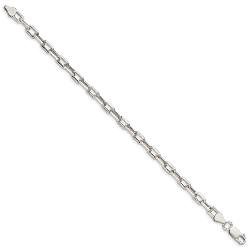 8 Inch Sterling Silver 5.75mm Diamond-Cut Long Link Cable Chain Bracelet