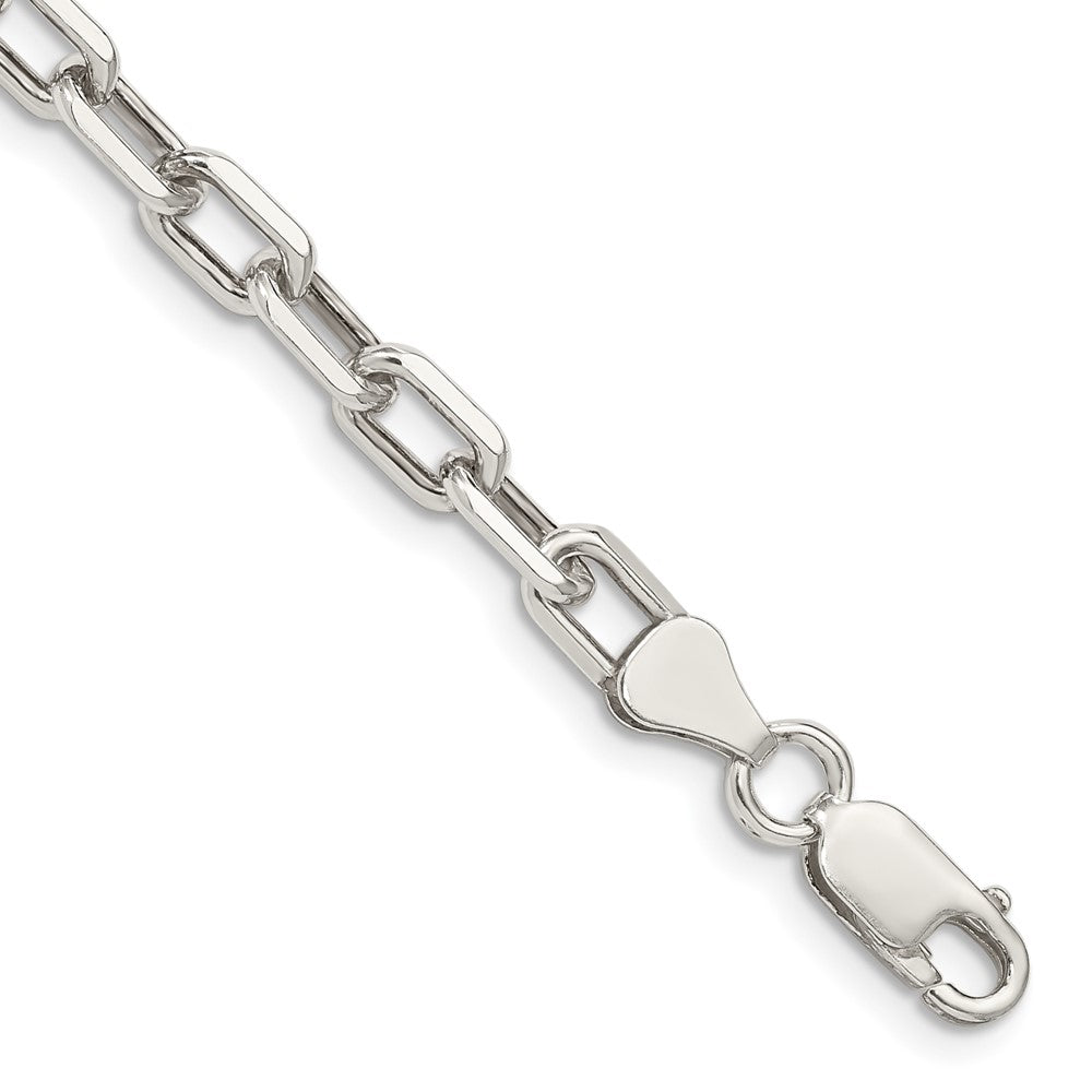 9 Inch Sterling Silver 5.75mm Diamond-Cut Long Link Cable Chain Bracelet
