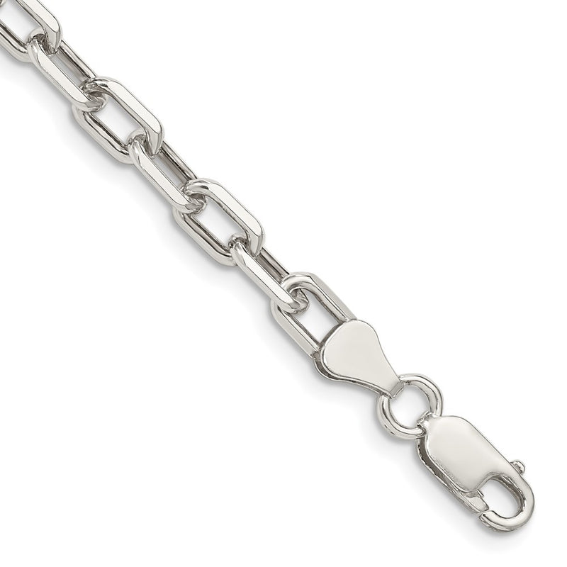 9 Inch Sterling Silver 5.75mm Diamond-Cut Long Link Cable Chain Bracelet