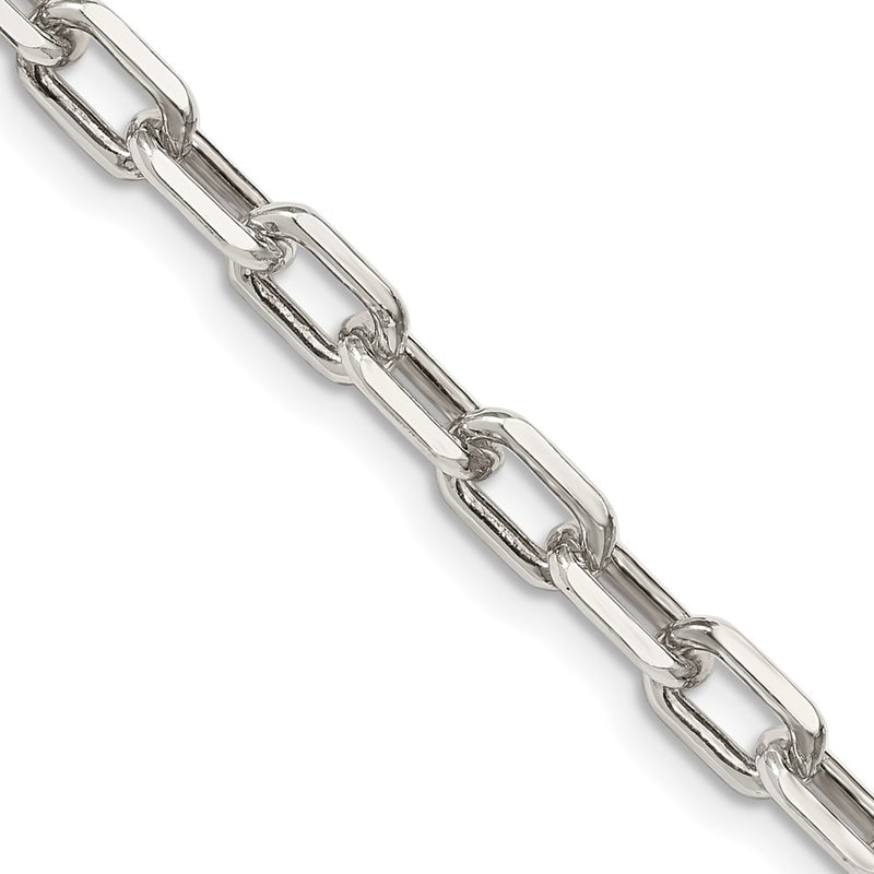 18 Inch Sterling Silver 5.75mm Diamond-Cut Long Link Cable Chain Necklace