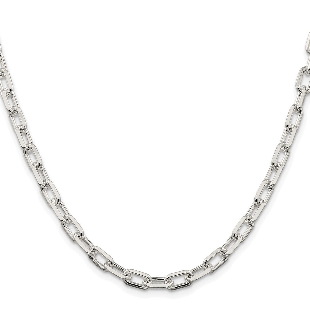 Sterling Silver Rhodium-Plated 5.75mm Diamond-Cut Long Link Cable Chain