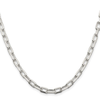 Sterling Silver Rhodium-Plated 5.75mm Diamond-Cut Long Link Cable Chain